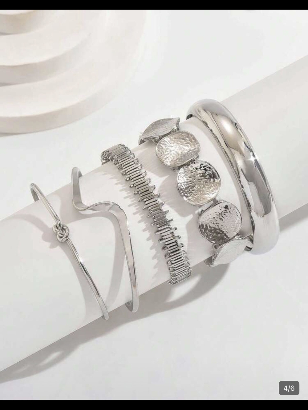 Modern Silver Bracelet Stack — Layered Women's Set